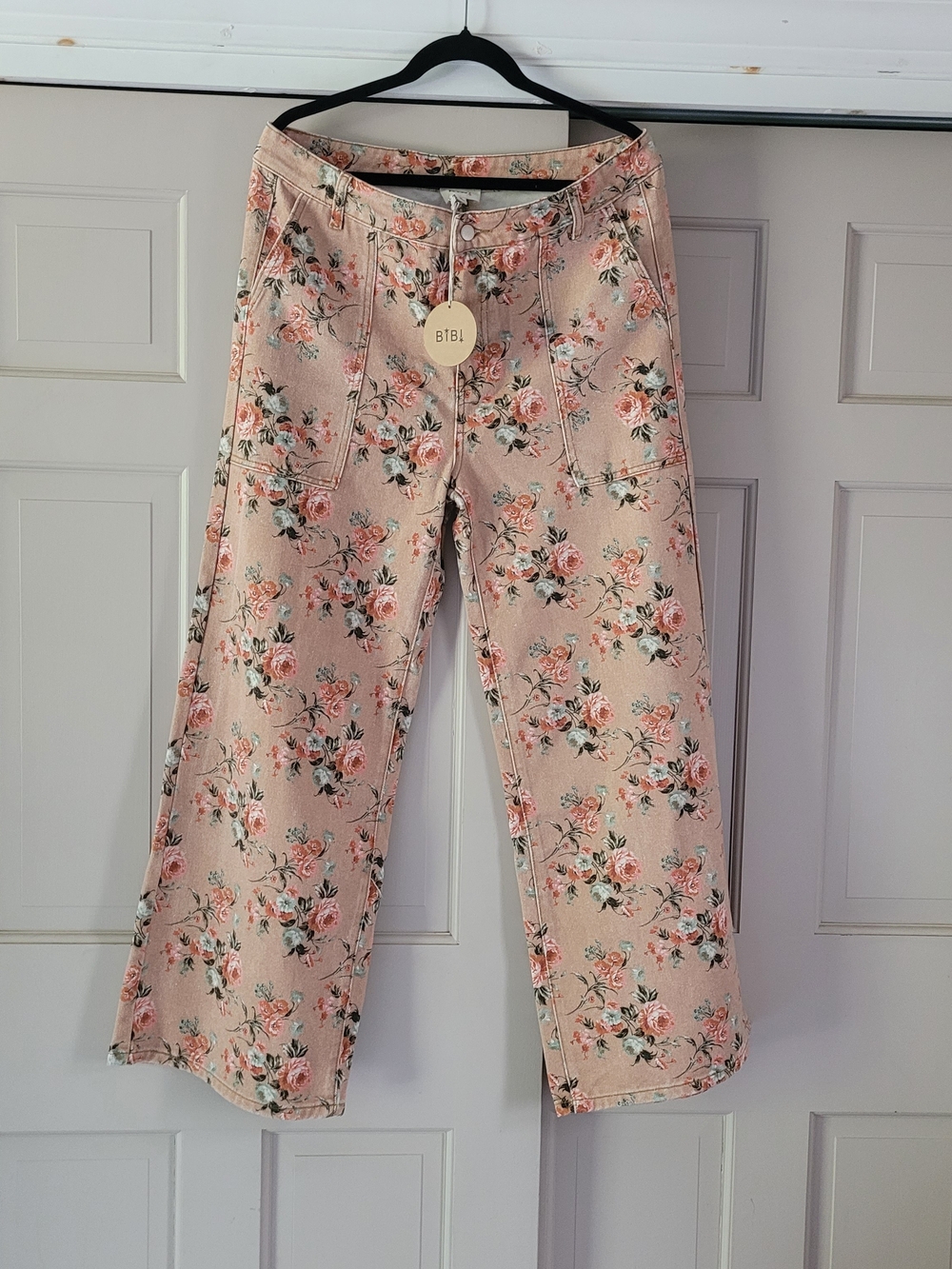 BIBI Floral Pink Wide-Leg Women’s Jeans XL